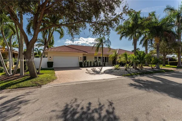 a view of street with palm trees