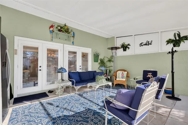 a house with outdoor seating