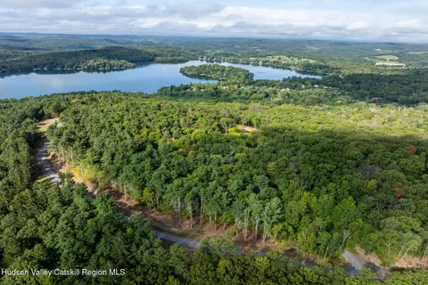 a view of a lake from a yard