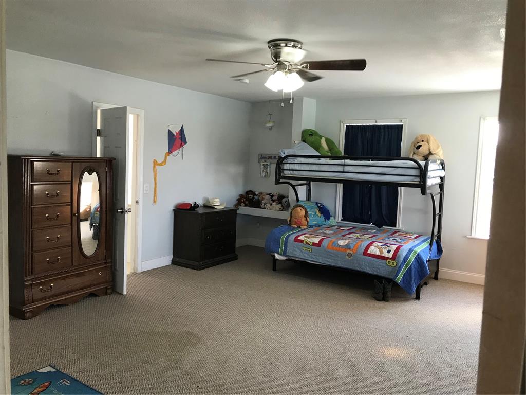 1100 East Rabbit Cove Road Quinlan, TX 75474 - Photo 7 of 18 Bedroom featuring carpet and a ceiling fan
