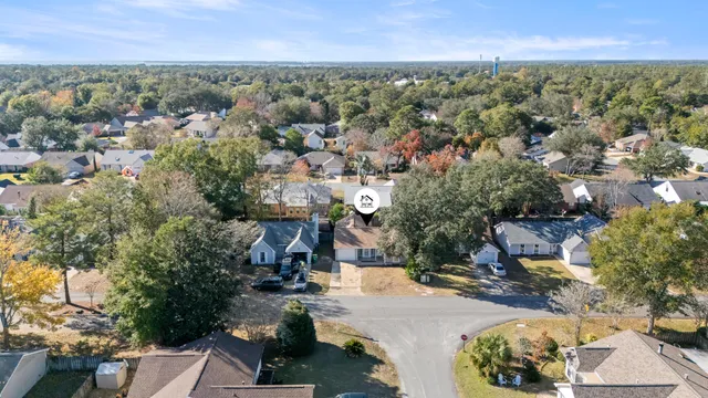 an aerial view of a house
