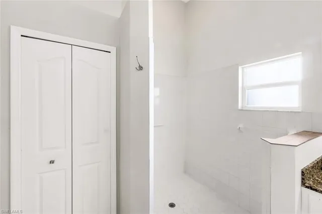 a bathroom with a bathtub