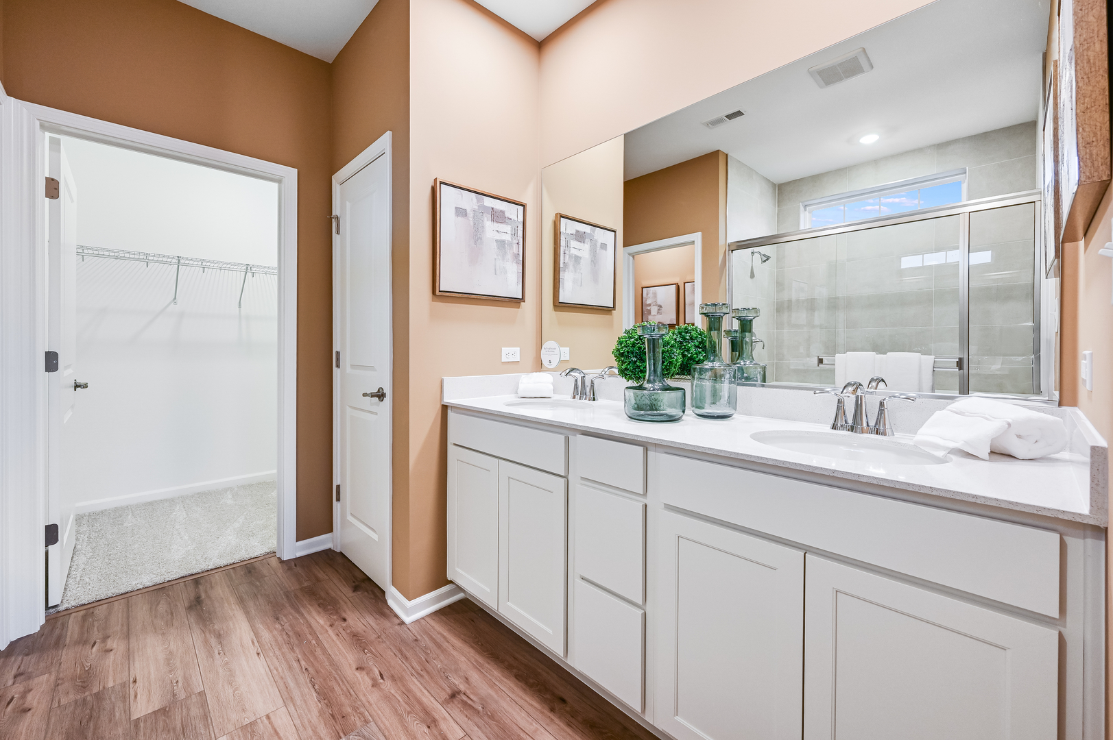 170 Christensen Street Hinckley, IL 60520 - Photo 13 of 19 a bathroom with a double vanity sink and mirror