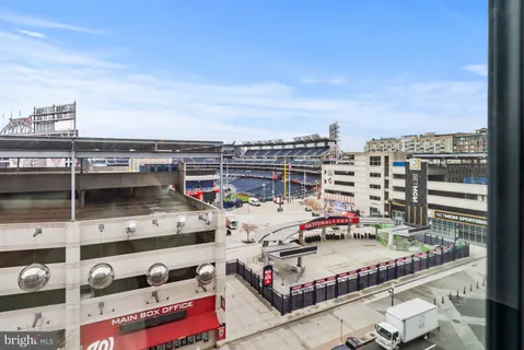 a city view with tall buildings