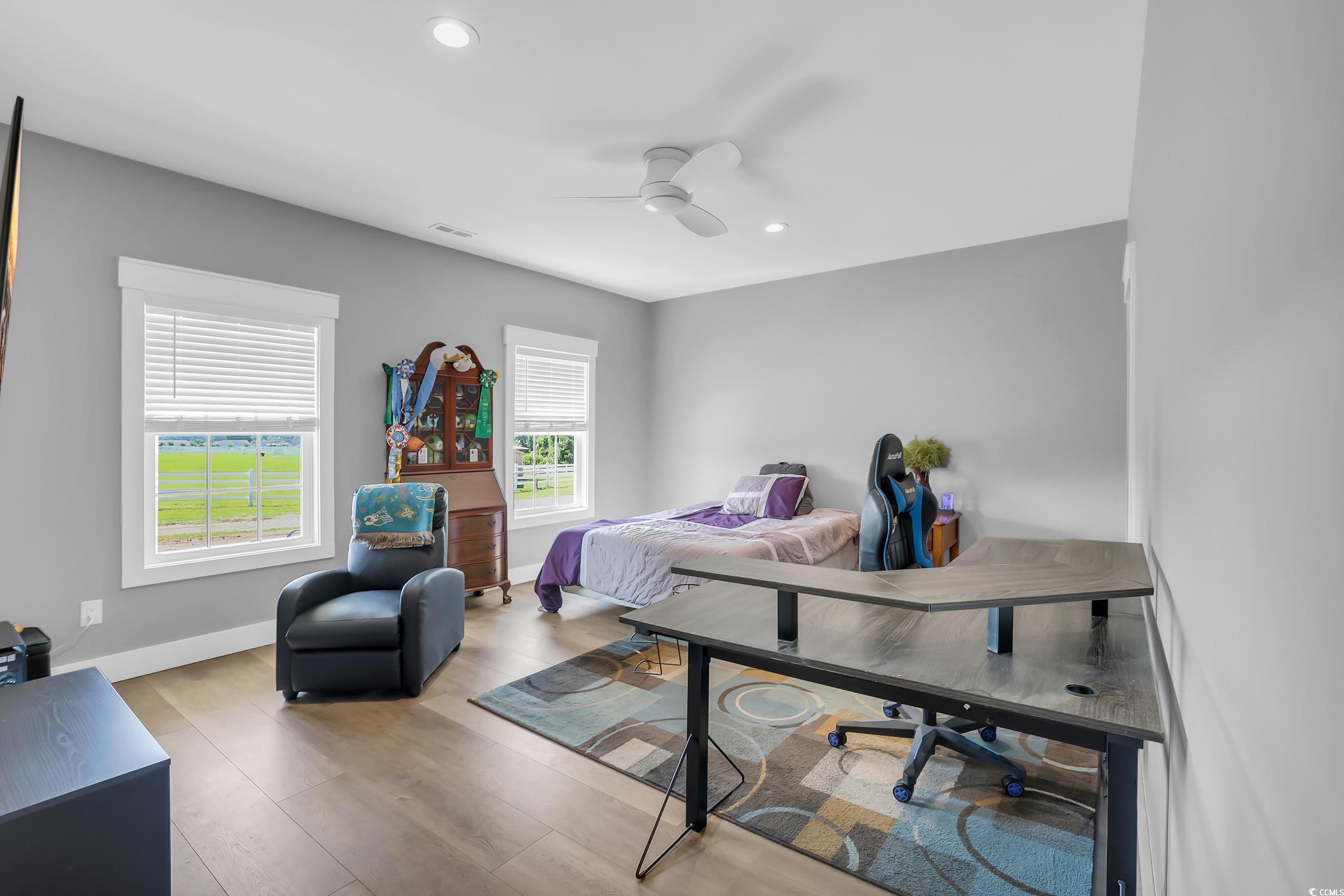 7356 Johnson Shortcut Road Conway, SC 29527 - Photo 18 of 40 Bedroom featuring wood finished floors, recessed lighting, ceiling fan, and a desk