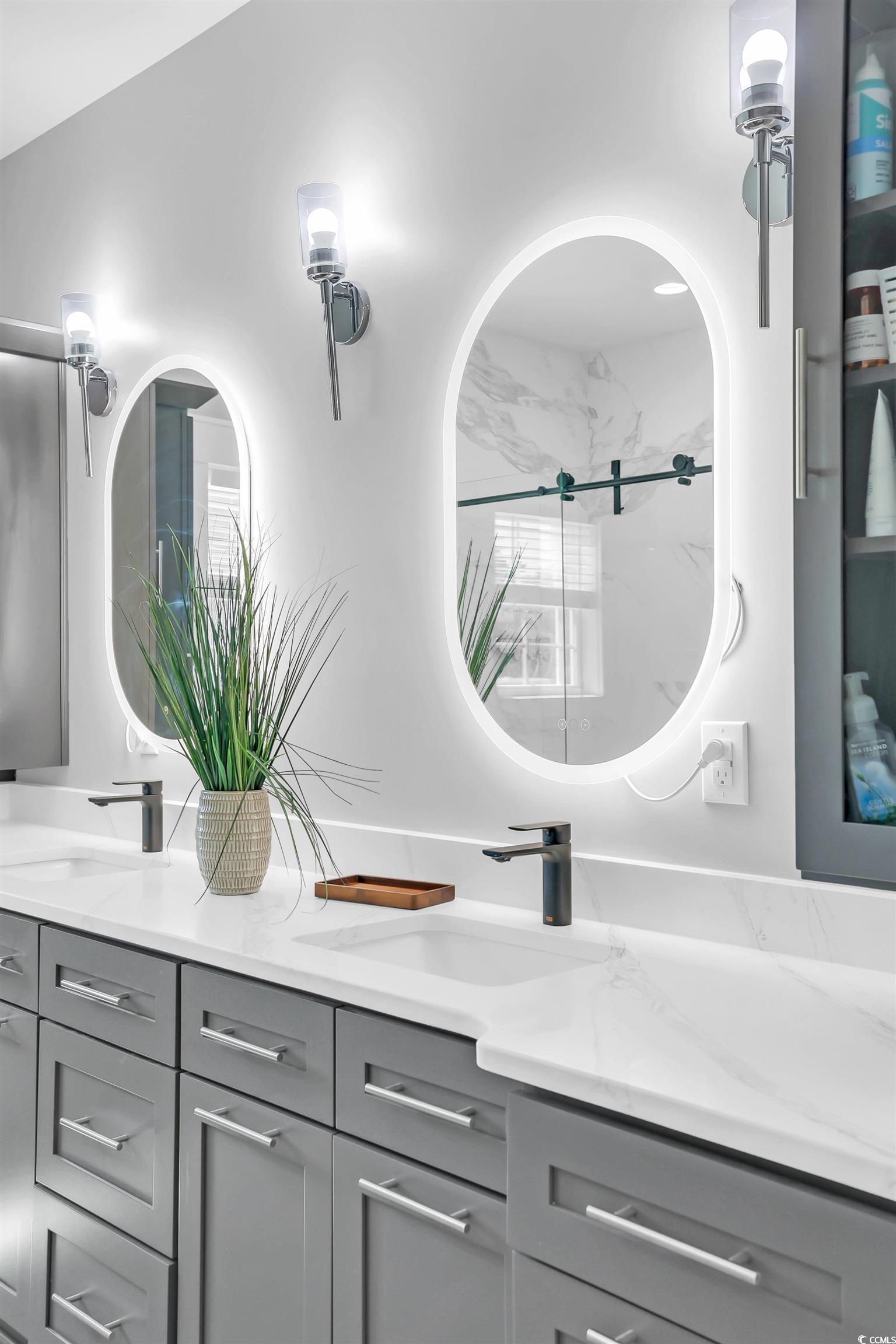 7356 Johnson Shortcut Road Conway, SC 29527 - Photo 27 of 40 Full bathroom featuring double vanity and a marble finish shower