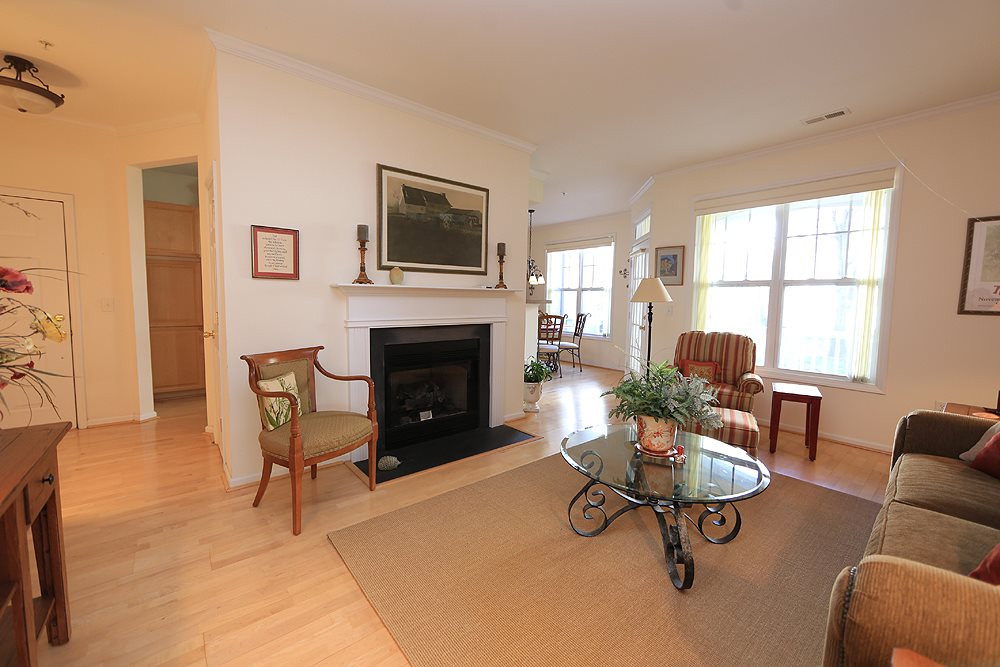 3111 Hemlock Forest Circle, Unit 104 Raleigh, NC 27612 - Photo 1 of 19 Huge living room with a gas log fireplace and lots of sunshine coming in the window Living Room
