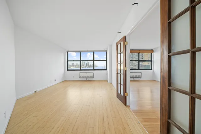 a view of a large window with an outdoor space