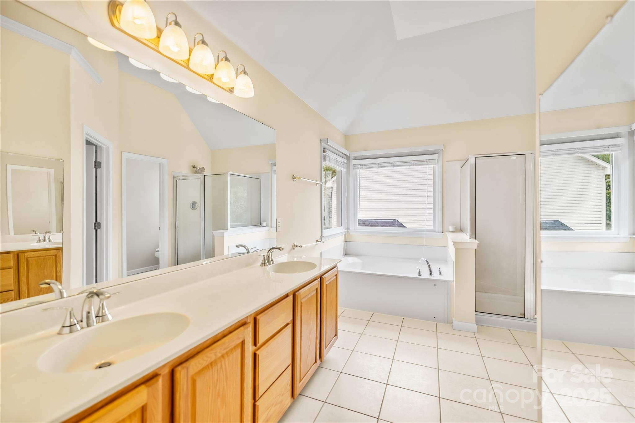 17112 Cambridge Grove Drive Huntersville, NC 28078 - Photo 20 of 44 a bathroom with a sink a vanity a mirror and a bathtub