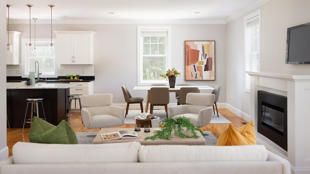 9 Hazel Terrace Arlington, MA 02474 - Photo 4 of 36 a living room with furniture fireplace and flat screen tv