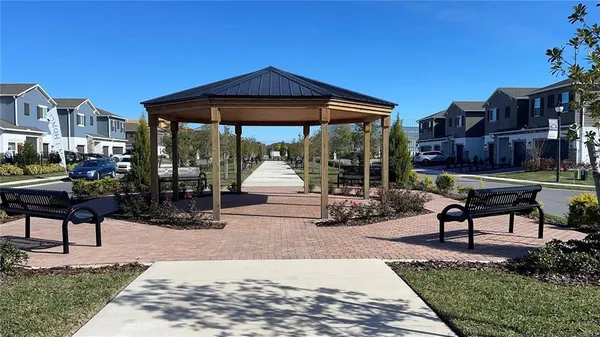 a view of a table and chairs in patio