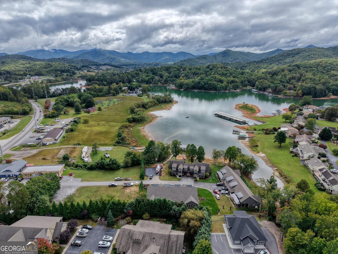 98 Brett Way, Unit F Hiawassee, GA 30546 - Photo 39 of 40 an aerial view of residential houses with outdoor space and lake view