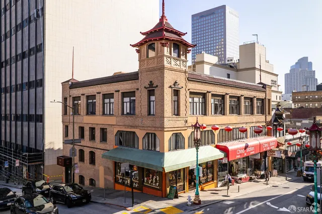 a front view of building with street