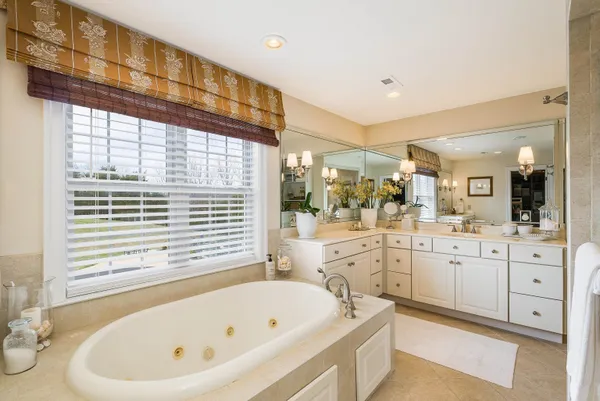 a view of a terrace with a lake view