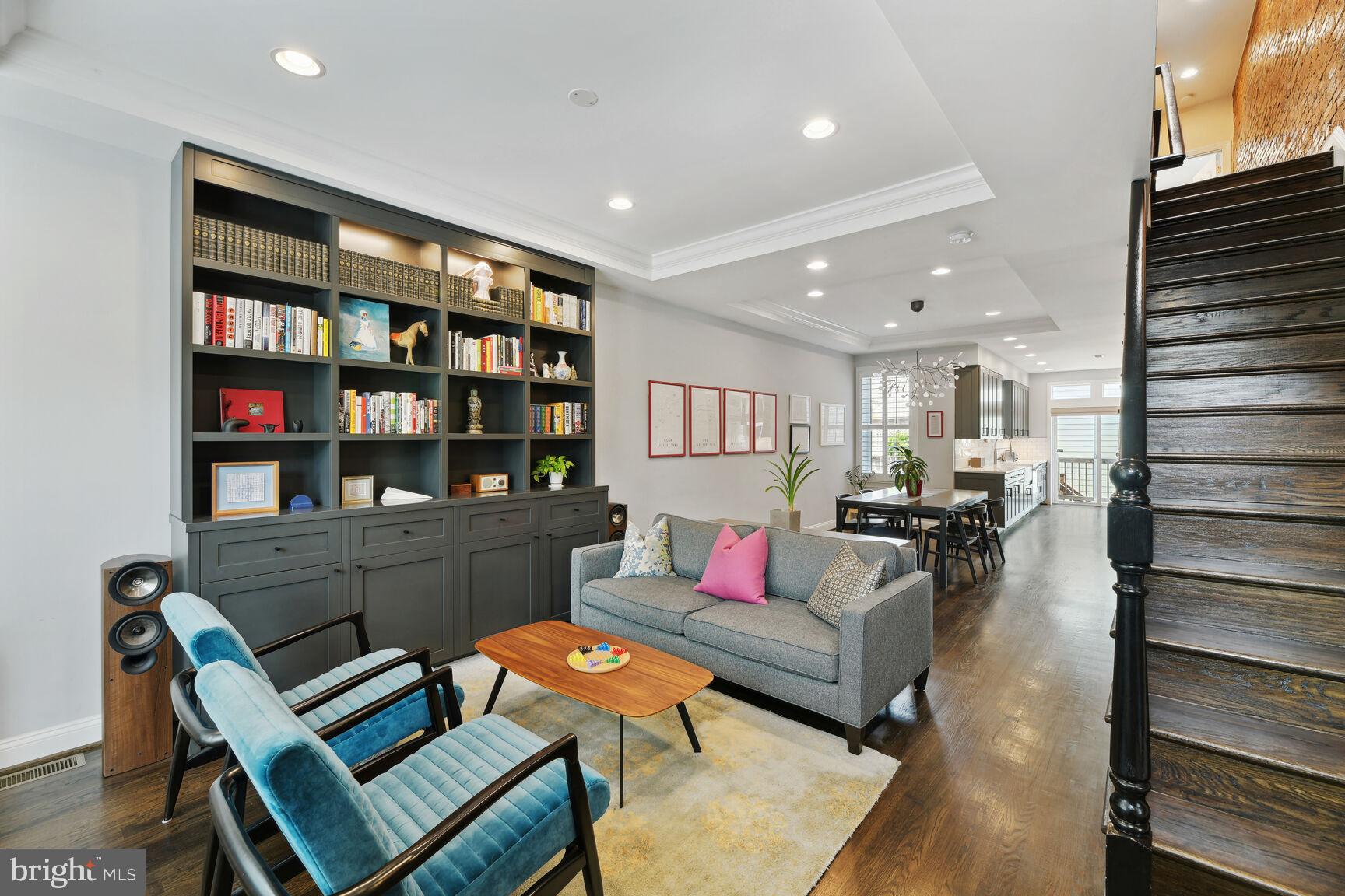 708 E Street Northeast Washington, DC 20002 - Photo 3 of 28 Floor to Ceiling Custom Built-in Bookshelves
