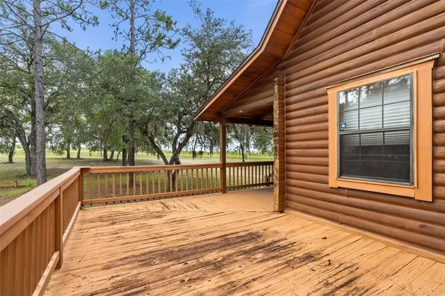 a view of a building with a couch and a couch