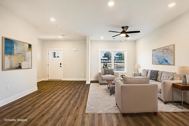 a living room with furniture