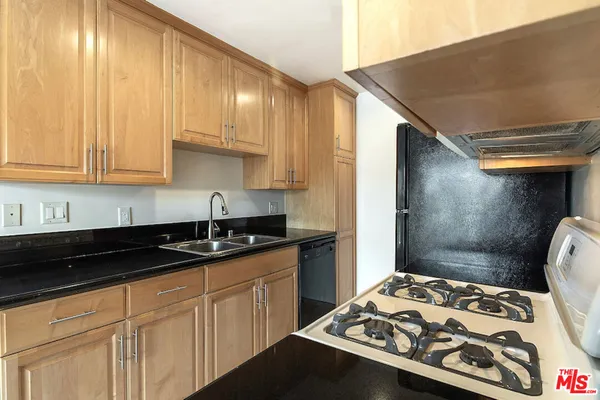 a kitchen with stainless steel appliances a stove a sink and a refrigerator