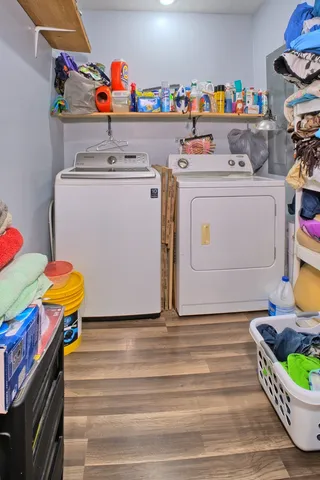 a bedroom with a bed and a walk in closet