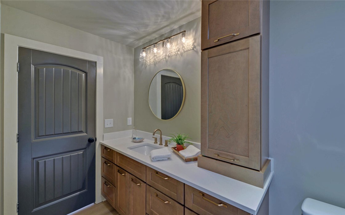 398 Hidden Point Road Hartwell, GA 30643 - Photo 17 of 46 This bathroom features a sleek vanity with ample storage and a contemporary design.