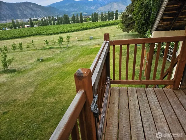 a view of a balcony with an outdoor space