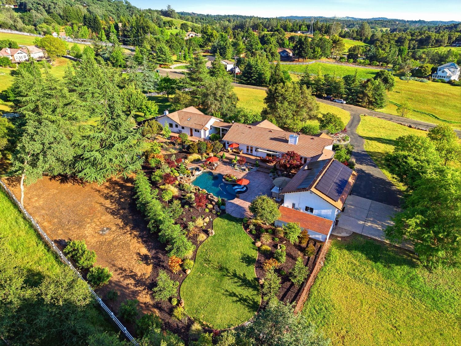 6380 Butterfield Way Placerville, CA 95667 - Photo 90 of 93 an aerial view of residential house with outdoor space and swimming pool