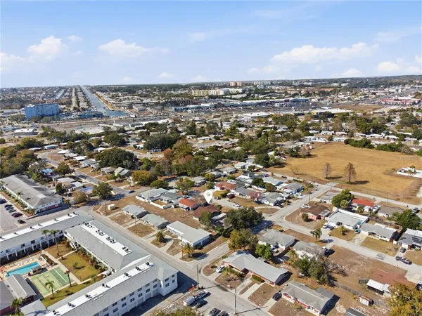 an aerial view of a city
