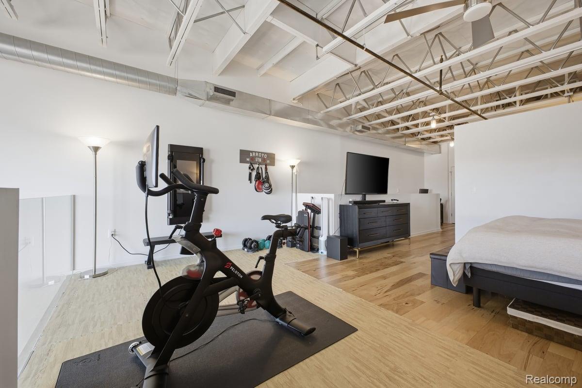 211 East 9 Mile Road, Unit 313 Ferndale, MI 48220 - Photo 25 of 40 Workout area featuring light wood-type flooring