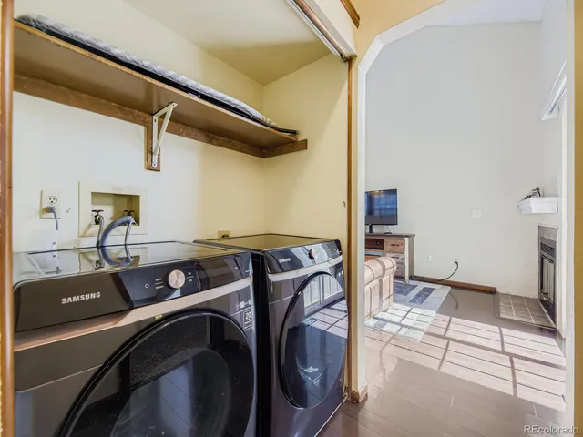 a utility room with dryer and washer