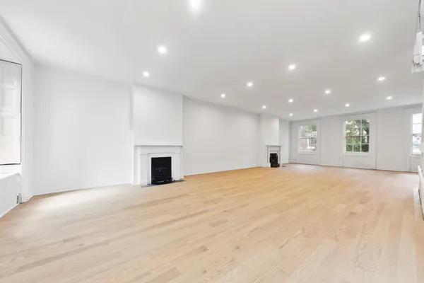 a view of a livingroom with a fireplace