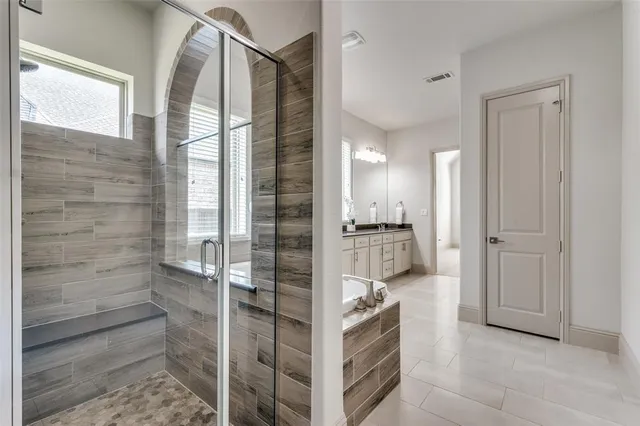 a view of a bathroom with a bathroom