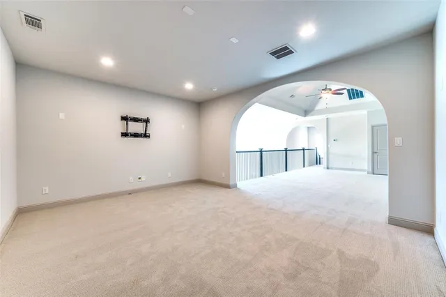 an empty room with a large window