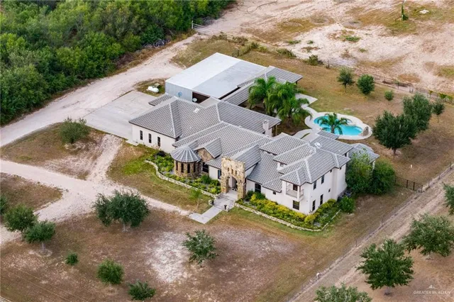 an aerial view of a house