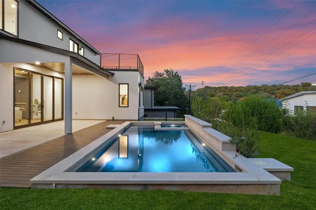 a view of a terrace with a bench