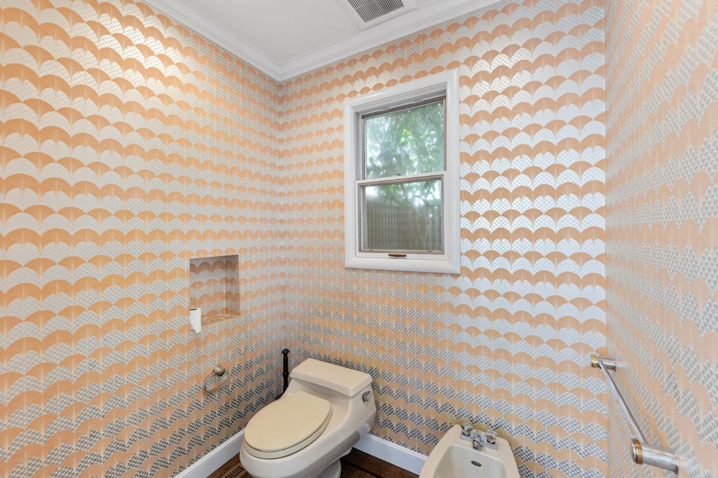 680 Fairway Circle Hillsborough, CA 94010 - Photo 55 of 83 a white toilet sitting next to a shower curtain