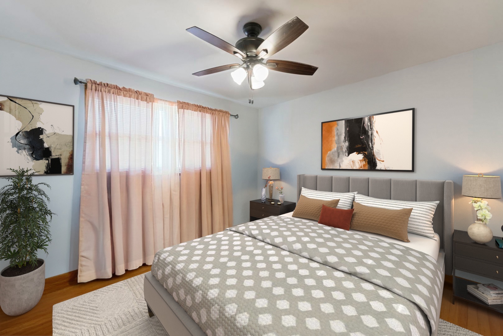 4613 Madison Avenue Brookfield, IL 60513 - Photo 12 of 33 a bedroom with a large bed and a chandelier