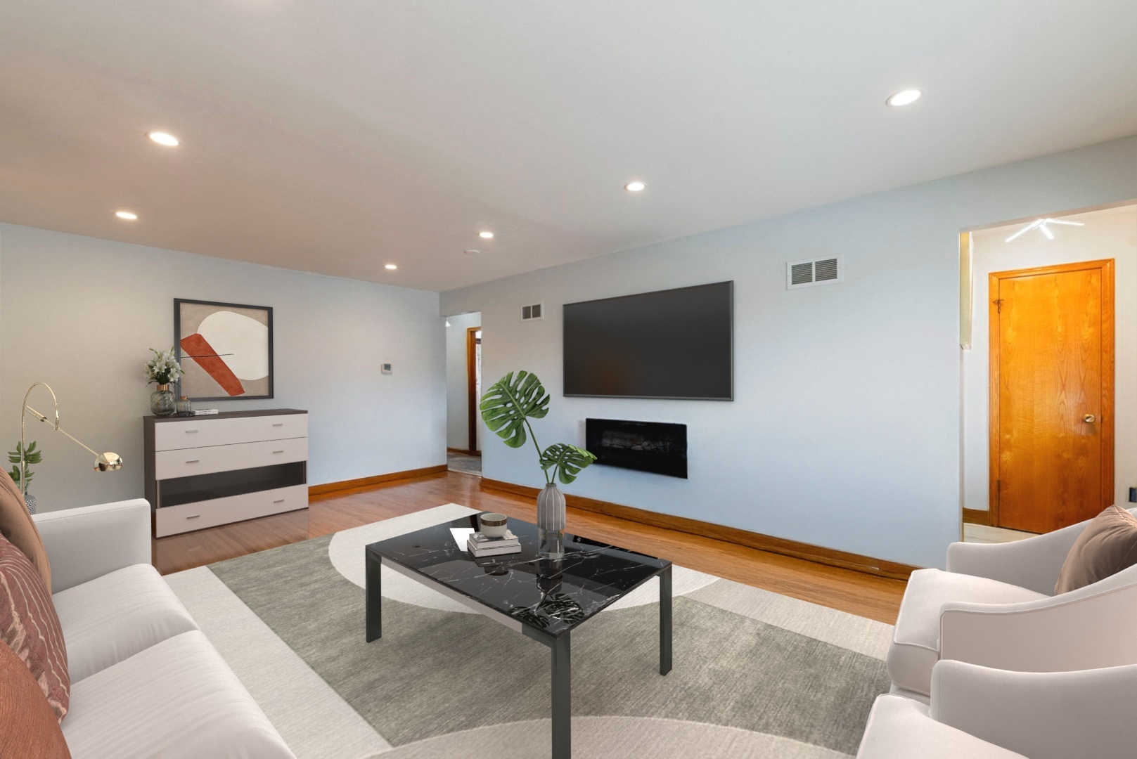 4613 Madison Avenue Brookfield, IL 60513 - Photo 5 of 33 a living room with furniture and a flat screen tv