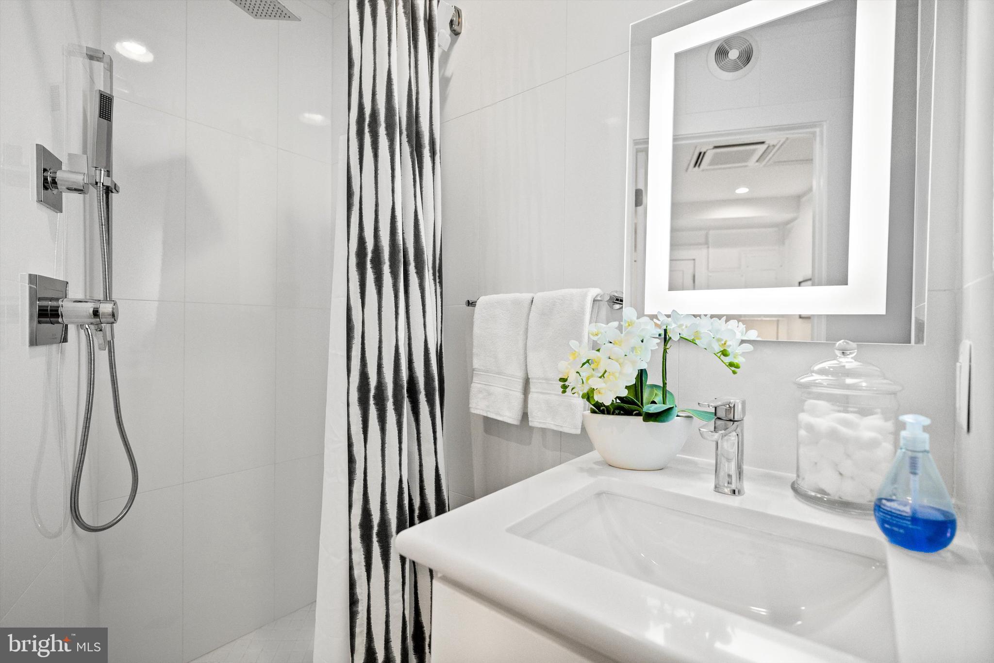 1717 V Street Northwest Washington, DC 20009 - Photo 29 of 40 a bathroom with a sink and a mirror