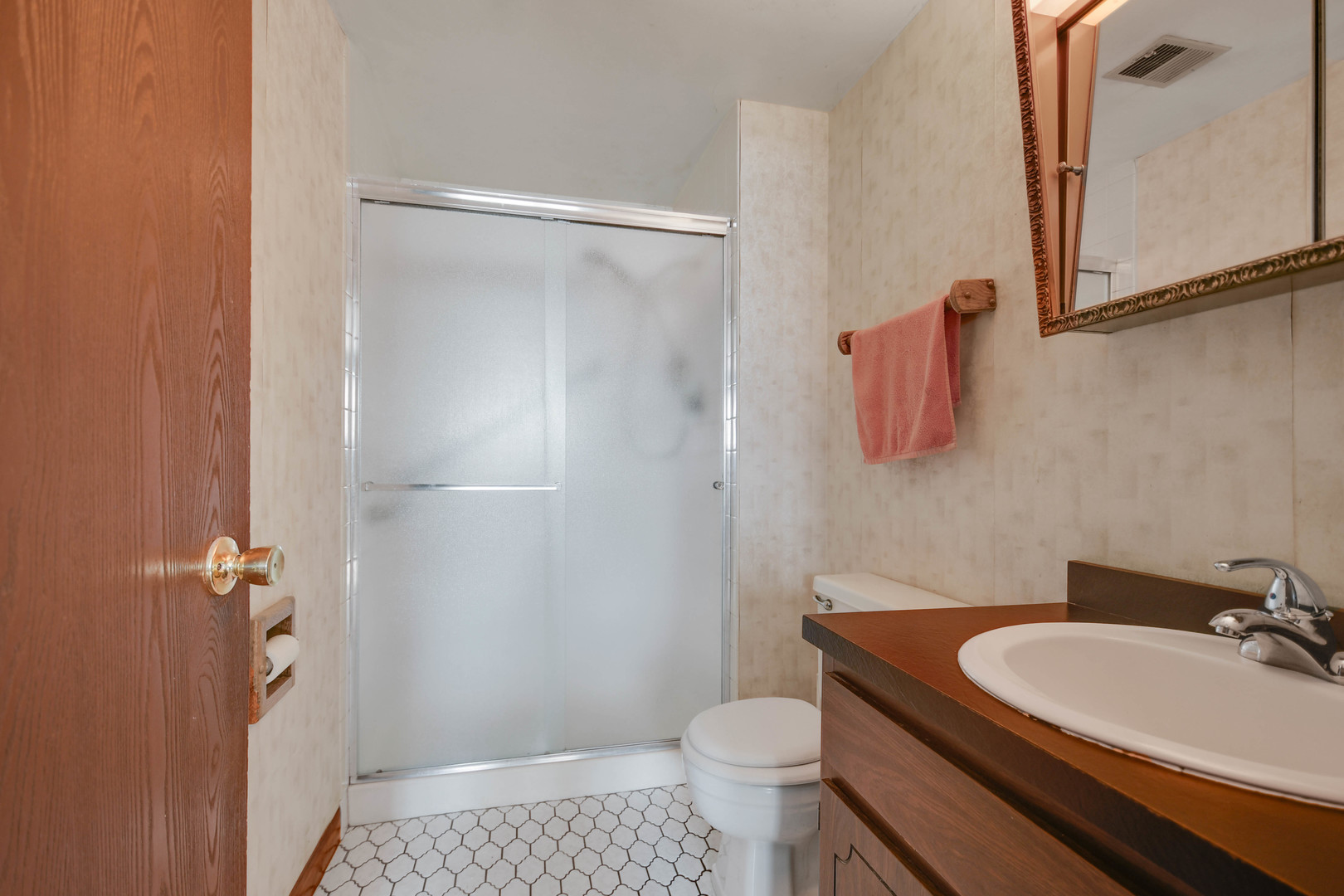 11201 Deerpath Lane Palos Hills, IL 60465 - Photo 13 of 25 a bathroom with a granite countertop sink toilet and shower