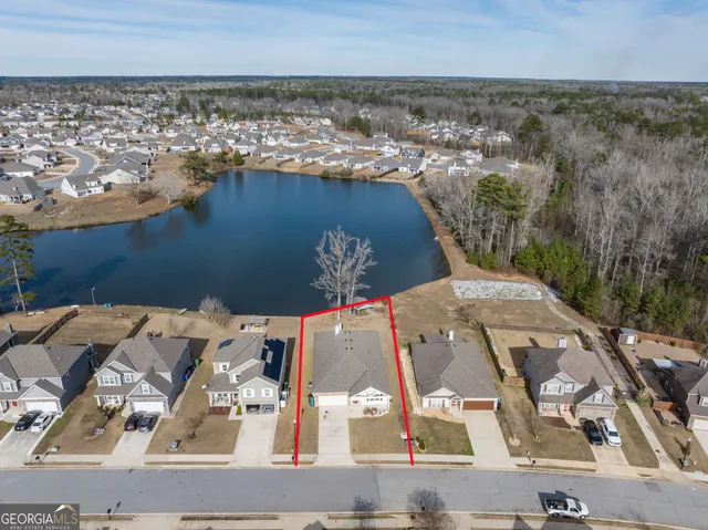 an aerial view of a house