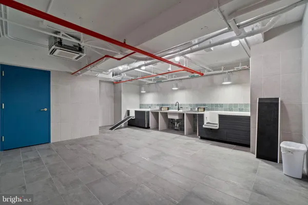 a view of a garage with furniture