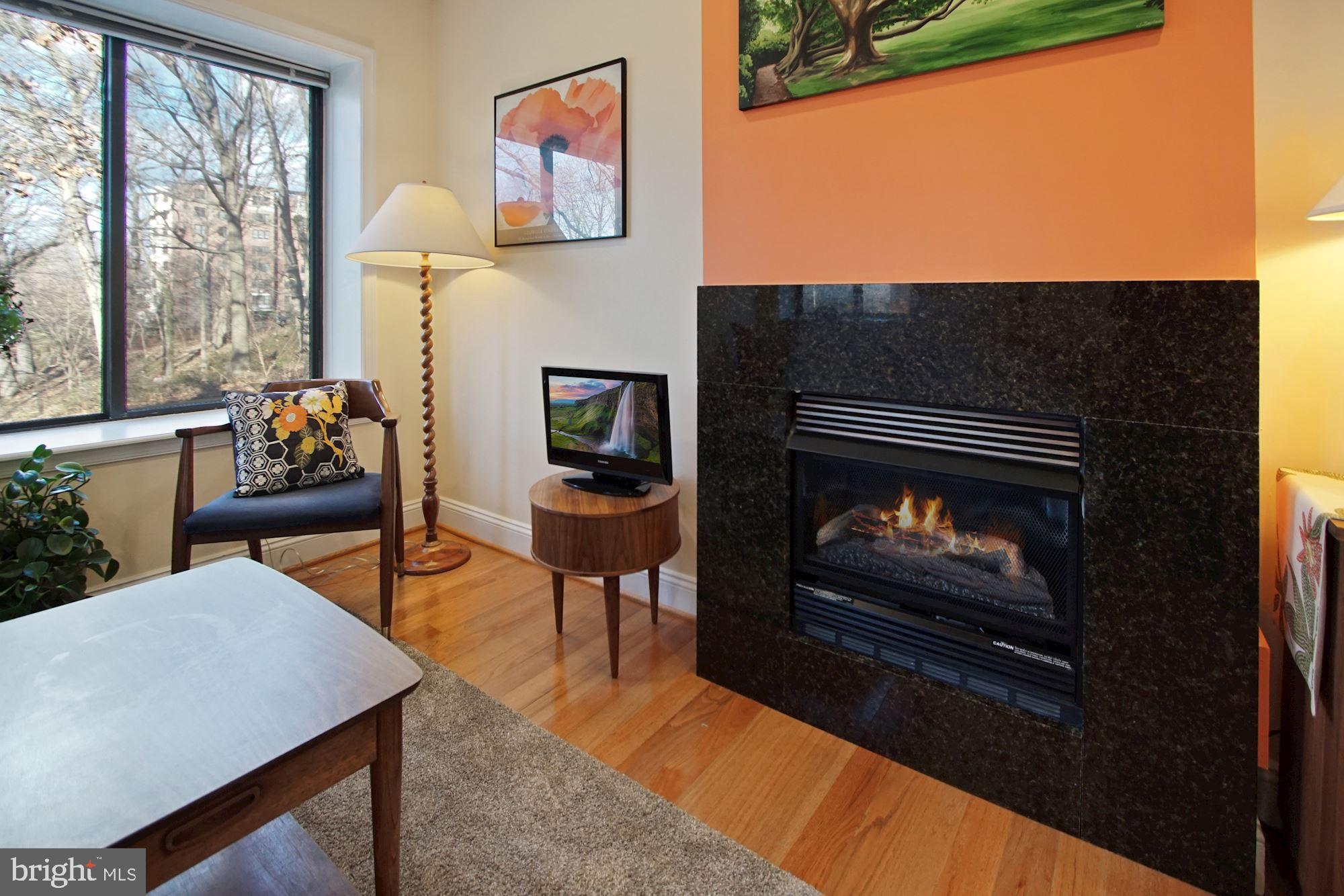 Cozy gas fireplace