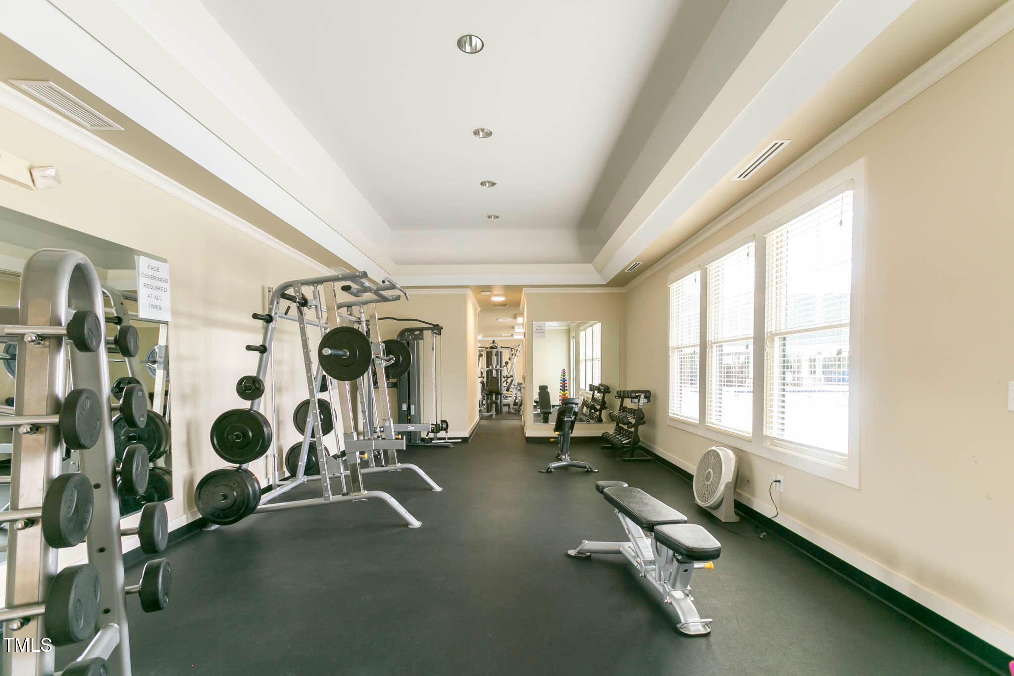 297 Colonial Ridge Drive Pittsboro, NC 27312 - Photo 20 of 28 a room with gym equipment and large mirror