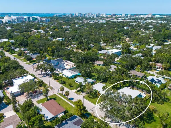 an aerial view of a house