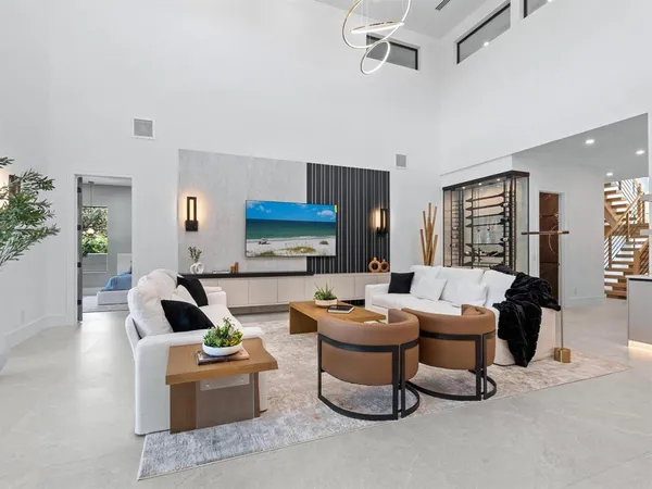 a living room with furniture and a couch