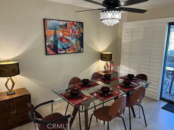 a table and chairs in a room