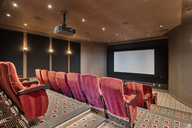 8544 North Promontory Ranch Road Park City, UT 84098 - Photo 28 of 36 Home theater featuring recessed lighting and wood ceiling