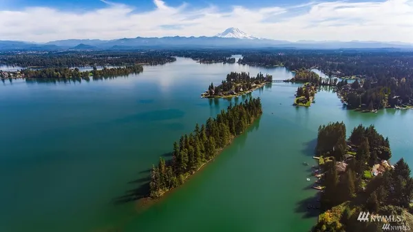 a view of lake with mountain
