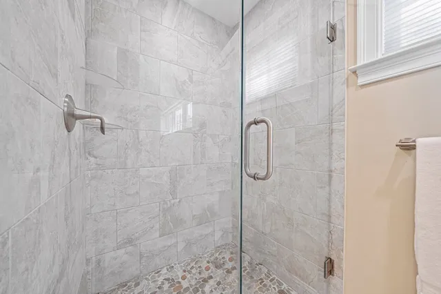 a bathroom with a shower