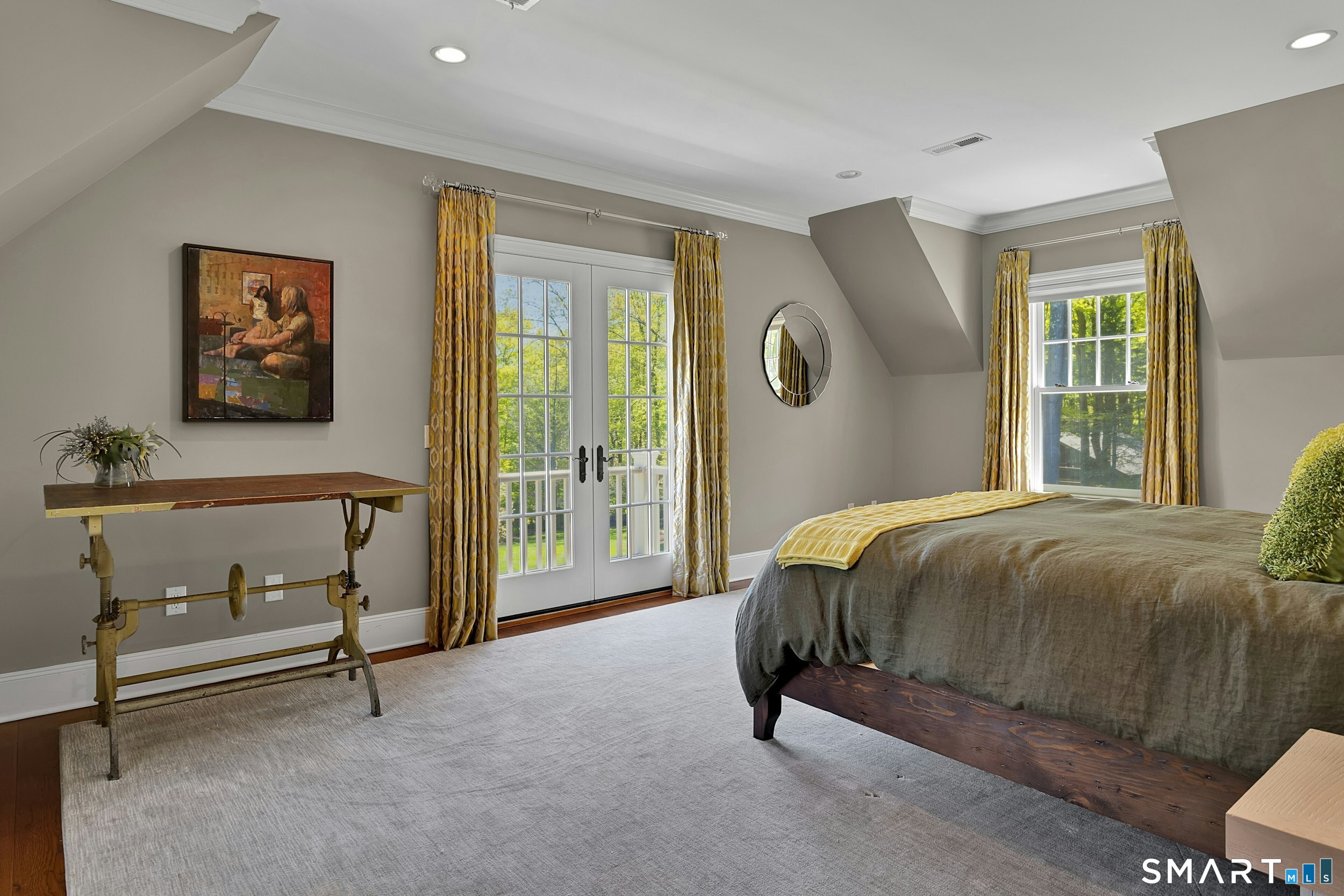 206 Umpawaug Road Redding, CT 06896 - Photo 22 of 40 Rear Bedroom With French Doors, Balcony & Walk-In Closet (Second Level)
